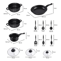 Set De Sartenes Antiadherentes Tapa De Vidrio Y Utensilios
