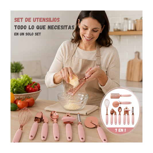 Set De Utensilios De Cocina X7 Acero Inoxidable Multifuncional