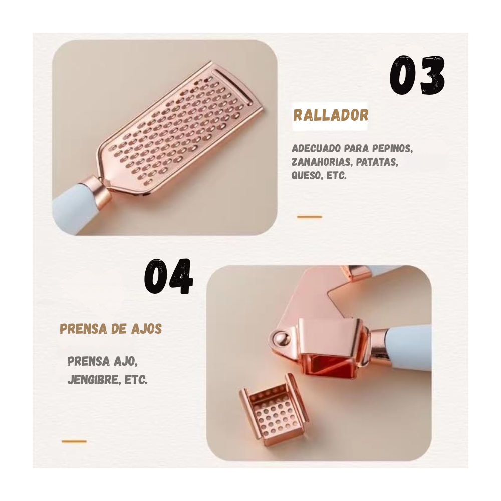 Set De Utensilios De Cocina X7 Acero Inoxidable Multifuncional