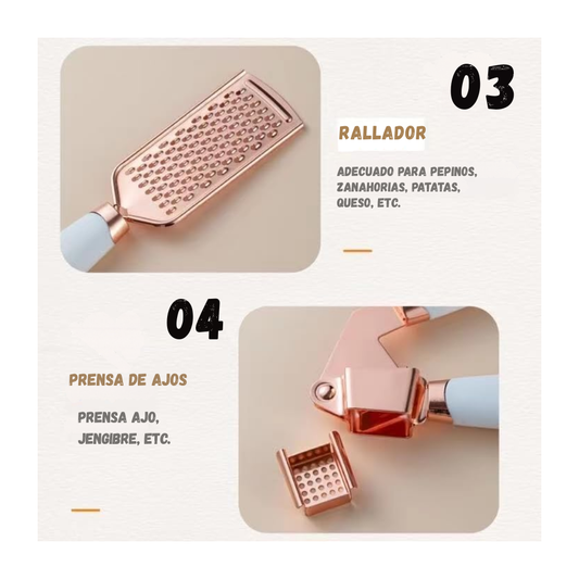 Set De Utensilios De Cocina X7 Acero Inoxidable Multifuncional
