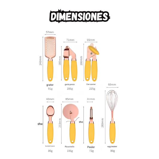 Set De Utensilios De Cocina X7 Acero Inoxidable Multifuncional