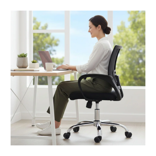 Silla De Oficina Ergonomica Giratoria Con Soporte Lumbar y Ruedas