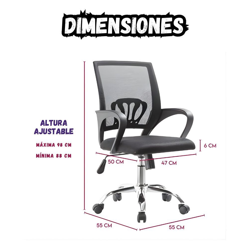 Silla De Oficina Ergonomica Giratoria Con Soporte Lumbar y Ruedas