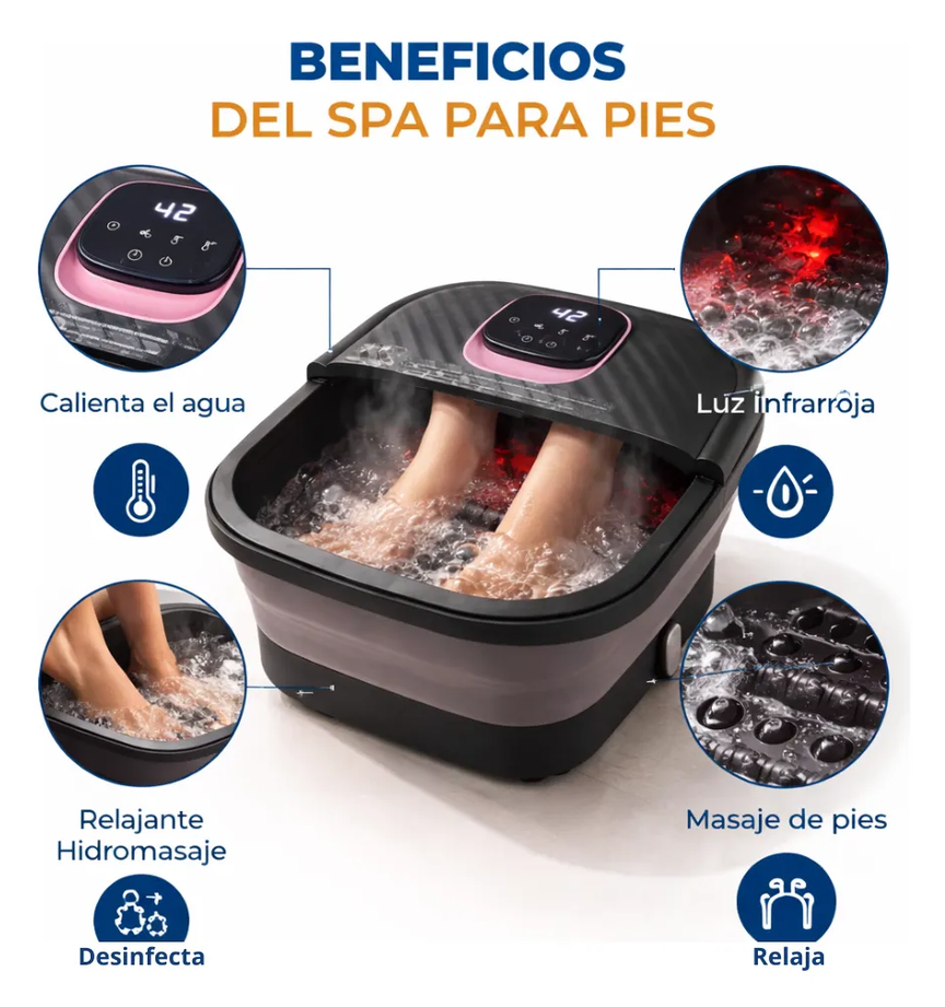 Tina Electrica Spa Pies Calentador Automatico Burbuja Masaje Negro 110v