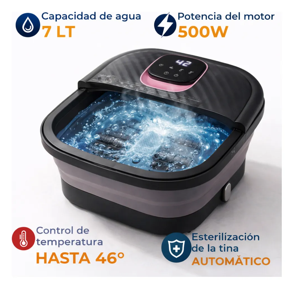 Tina Electrica Spa Pies Calentador Automatico Burbuja Masaje Negro 110v