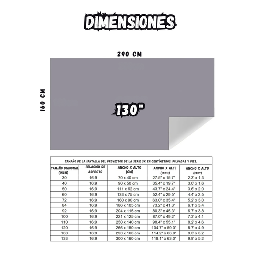 Tela de proyeccion tecnologia Anti-Luz 130 Pulgadas HD Full HD