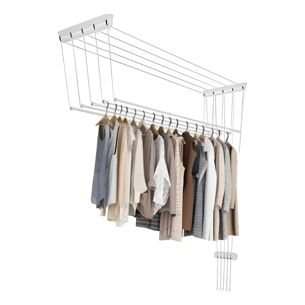 Tendero de ropa retráctil techo aluminio 5 tubos ajustable