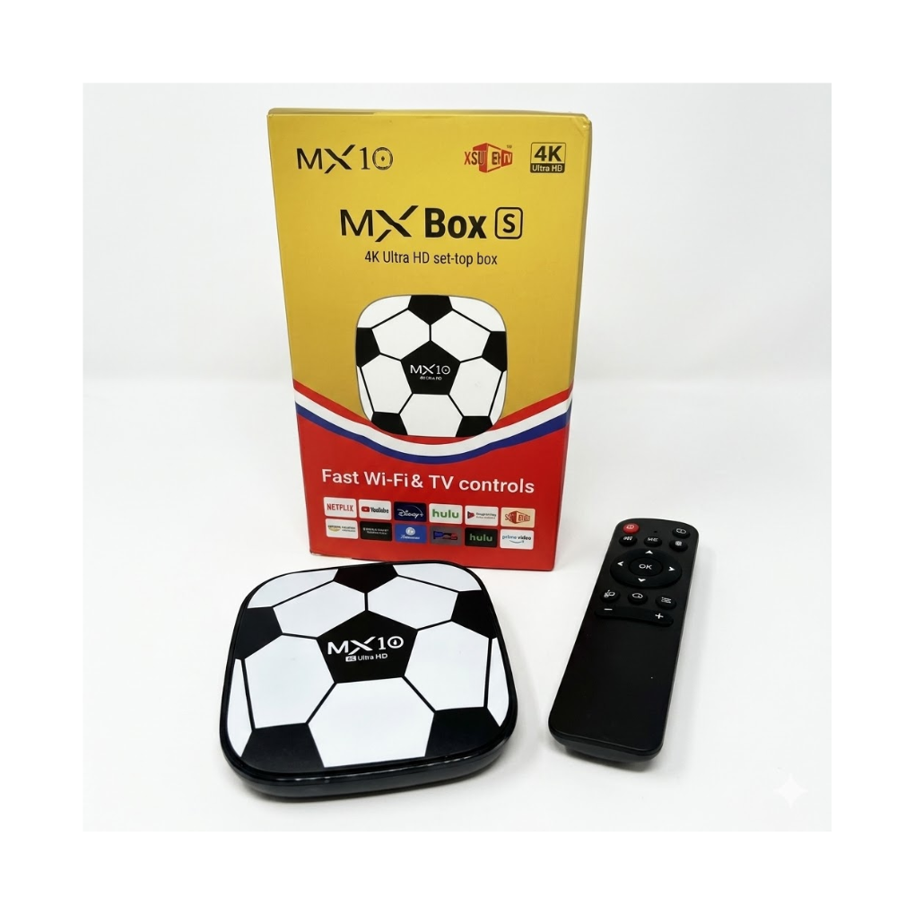 Tv Box Android 4K Ultra Hd MX10 Box S Diseño Balón Fúbol