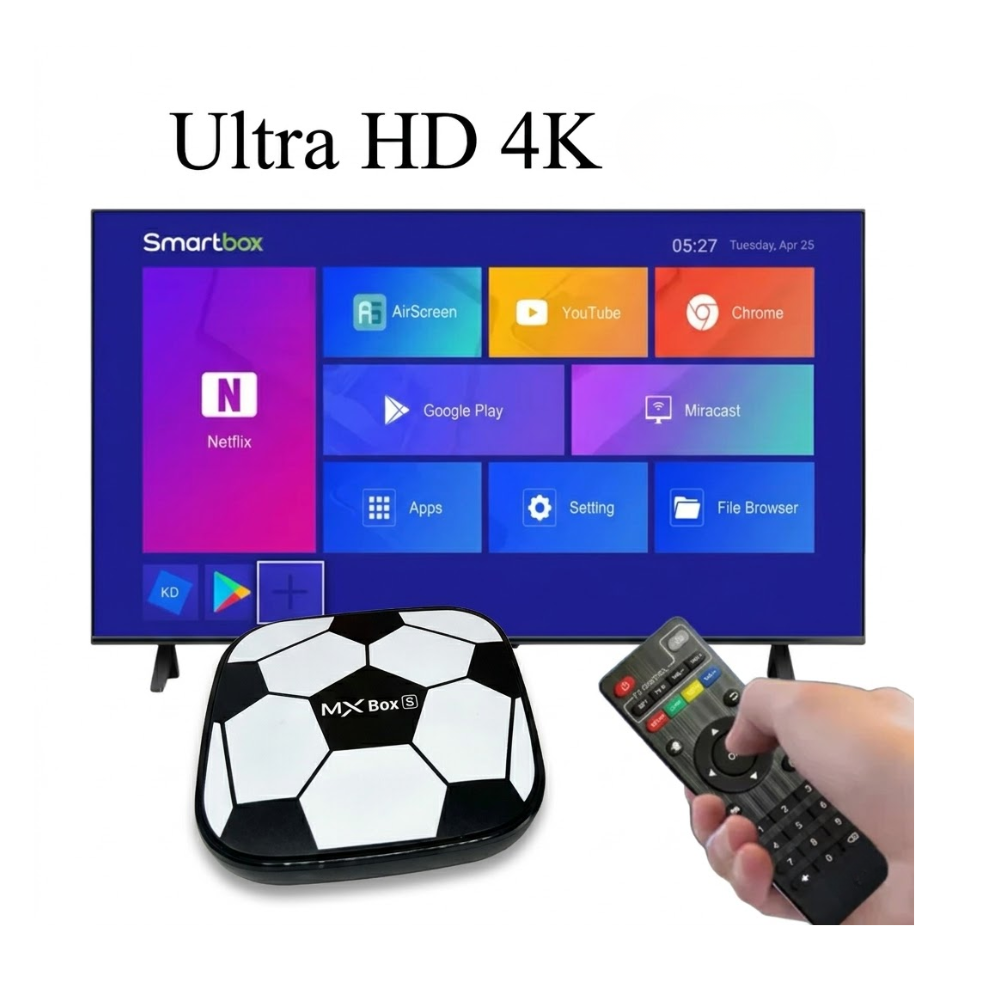 Tv Box Android 4K Ultra Hd MX10 Box S Diseño Balón Fúbol