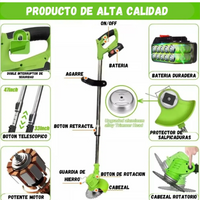 Guadaña Recargable Portatil Con Ruedas Corta Cesped 6 En 1
