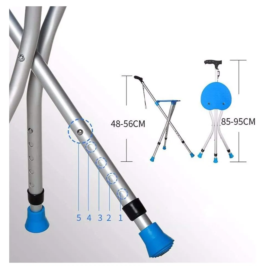 Bastón Con Silla Plegable 2 En 1 Ajustable Antideslizante