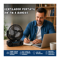 Ventilador Solar Portatil Recargable Con Radio AM y FM  NT-R1256