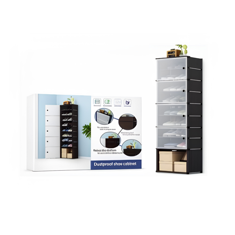 Zapatero Vertical Modular Doble Resistente 5 Niveles Con Tapa