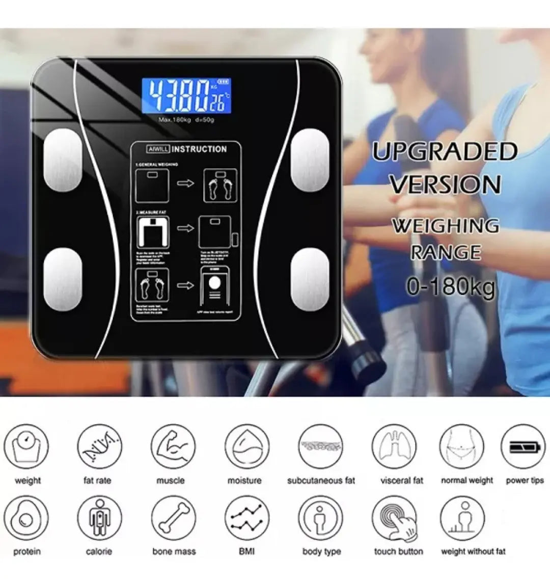 Báscula De Peso Electrónica Vidrio Inteligente Con Bluetooth