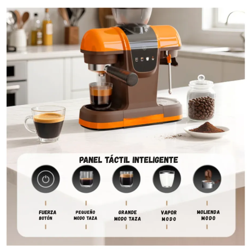 Cafetera Espresso Profesional Con Molino Y Espumador 20 Bar