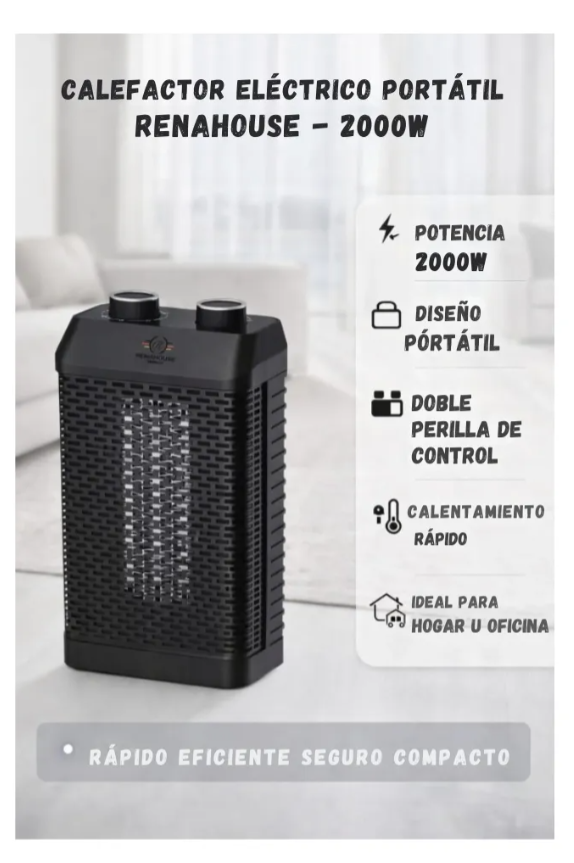 Calefactor Cerámico 2000w Oscilante Portátil Bajo Consumo