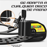 Candado Freno De Disco Con Alarma Para Moto O Bicicleta Inox