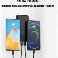 Power Bank Batería Portátil 20.000mah Carga Rápida Linterna Negro