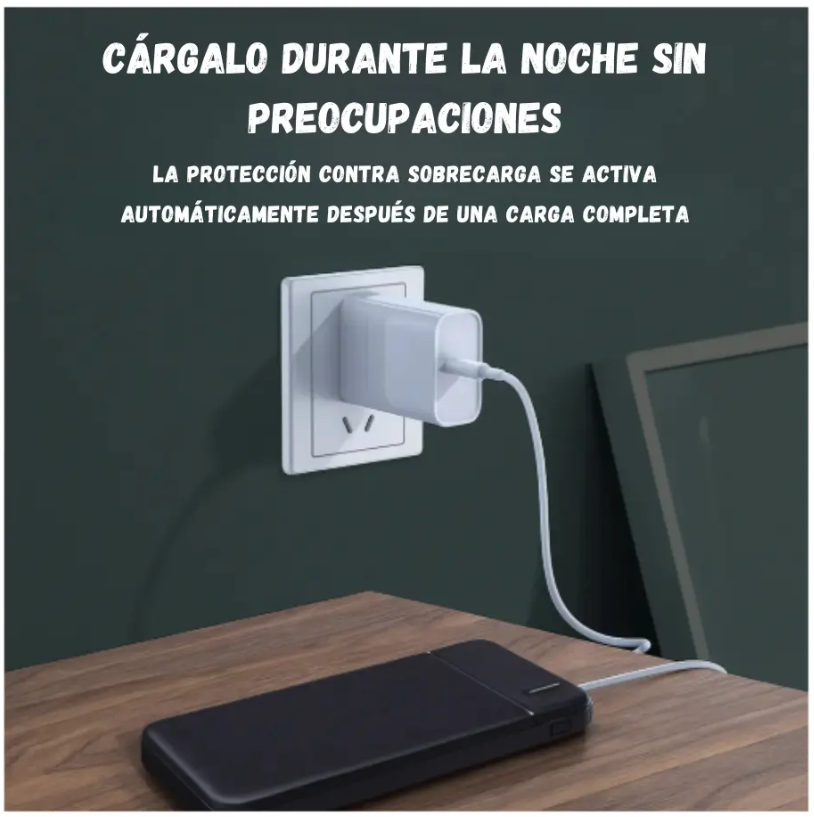 Power Bank Batería Portátil 20.000mah Carga Rápida Linterna Negro