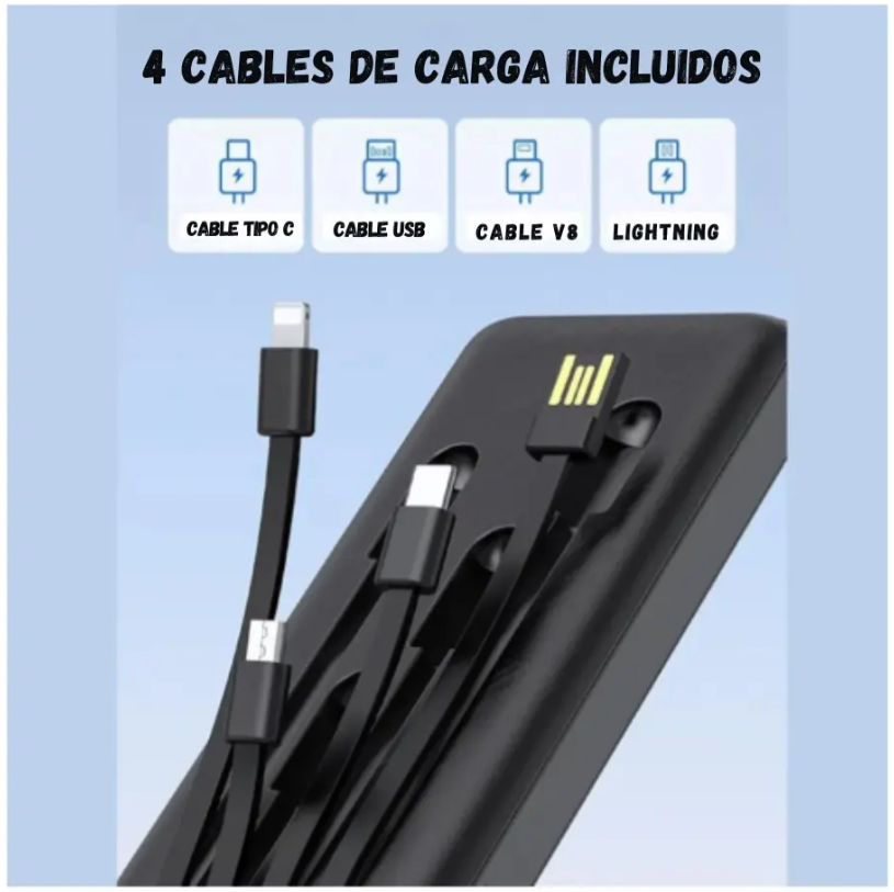 Power Bank Batería Portátil 20.000mah Carga Rápida Linterna Negro
