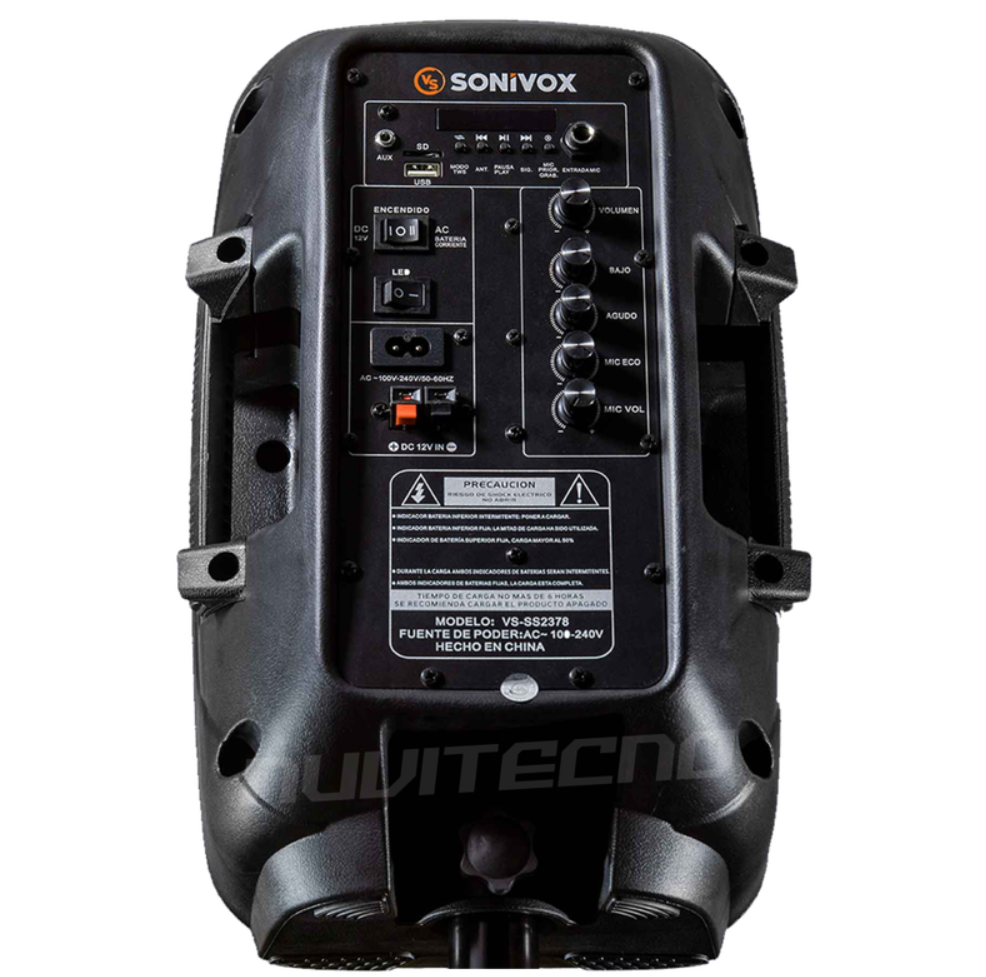 Parlante Recargable Cabina Sonivox De Sonido 8 Bluetooth