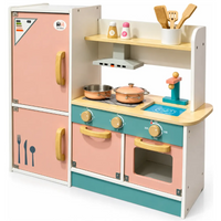 Cocina Infantil De Madera Con Nevera Horno Y Accesorios