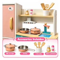 Cocina Infantil De Madera Con Nevera Horno Y Accesorios