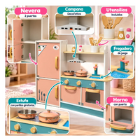 Cocina Infantil De Madera Con Nevera Horno Y Accesorios