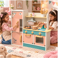 Cocina Infantil De Madera Con Nevera Horno Y Accesorios
