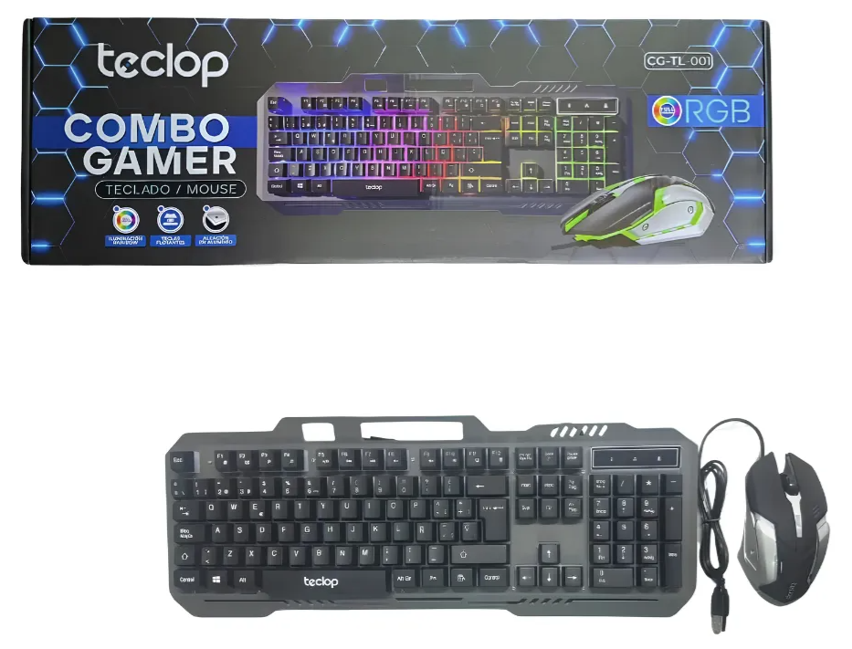 Combo teclado mouse gamer retroiluminado alambrico