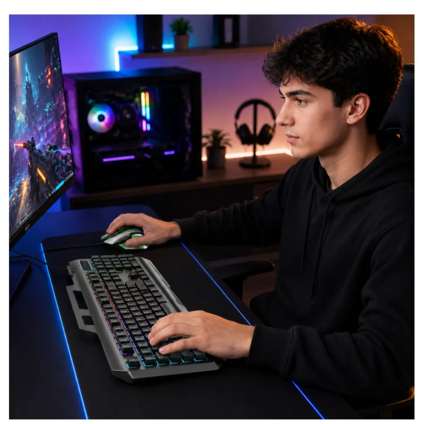 Combo teclado mouse gamer retroiluminado alambrico