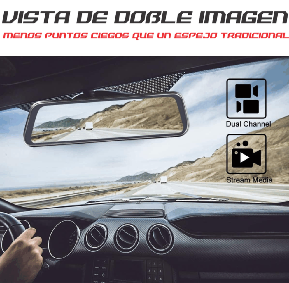 Espejo Retrovisor Con Camara Táctil Dual Full Hd Dvr 1080p