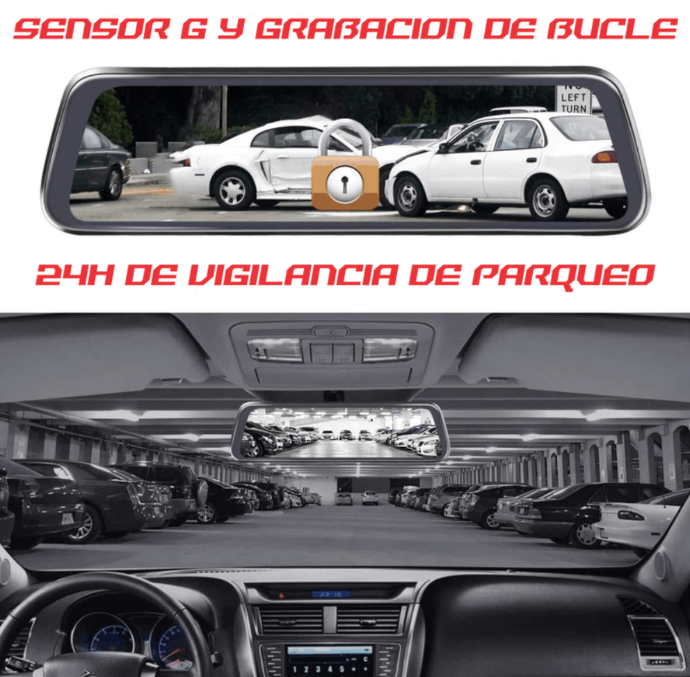 Espejo Retrovisor Con Camara Táctil Dual Full Hd Dvr 1080p