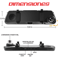 Espejo Retrovisor Con Camara Táctil Dual Full Hd Dvr 1080p