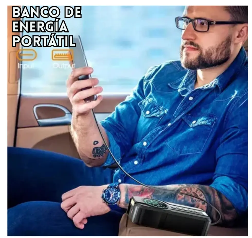 Iniciador De Bateria Con Compresor Linterna Y Power Bank