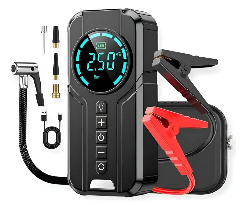 Iniciador De Bateria Con Compresor Linterna Y Power Bank