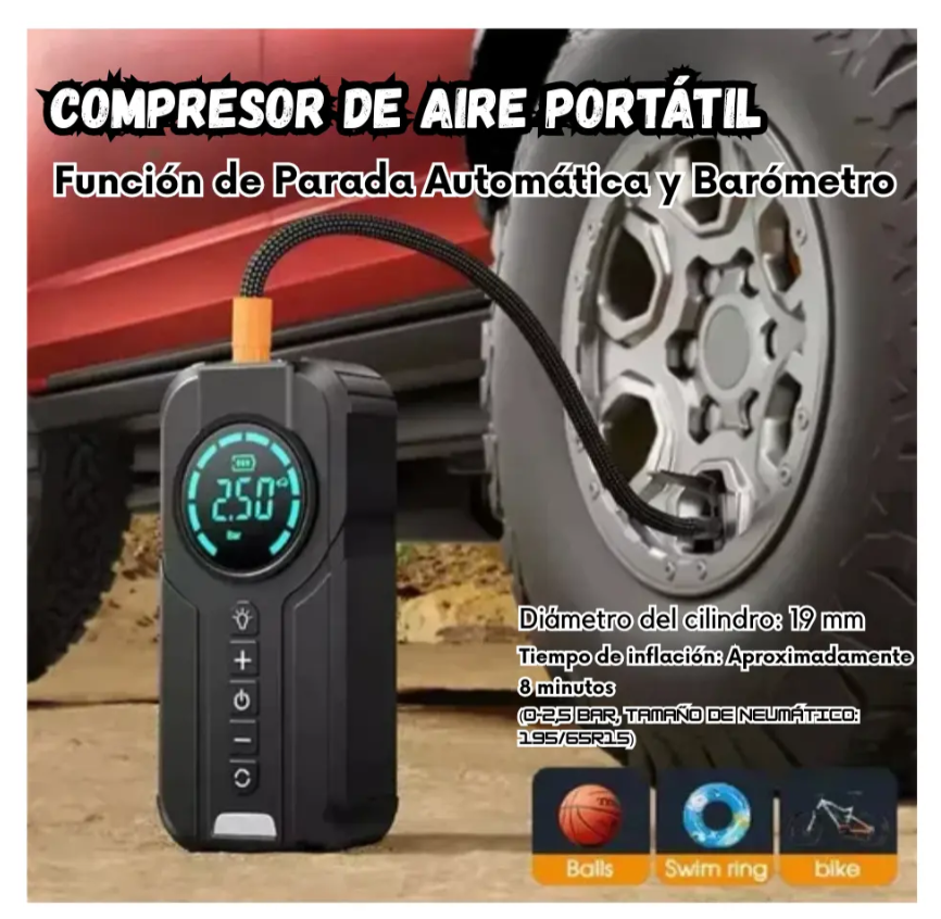 Iniciador De Bateria Con Compresor Linterna Y Power Bank
