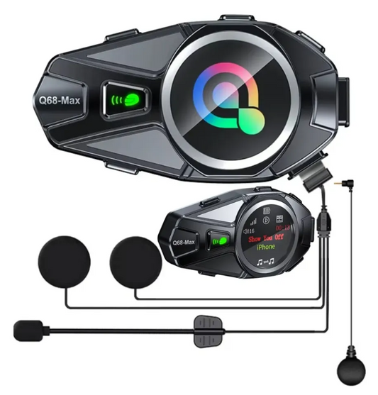 "Intercomunicador Q68-max Casco Moto Bluetooth Fm Combo X2 "