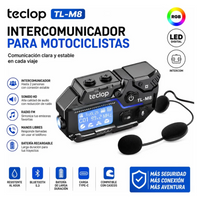 Intercomunicador RGB Bluetooth M8 Radio FM Recargable Casco