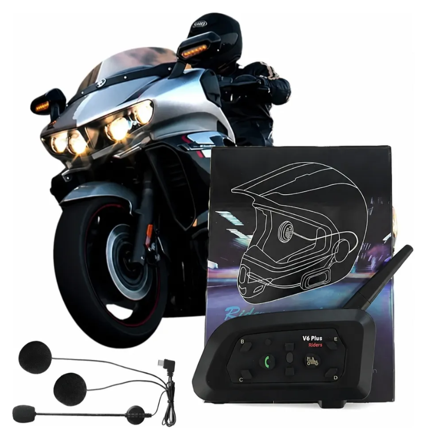 Intercomunicador De Moto Para Casco 1.2 km Bluetooth V6Plus