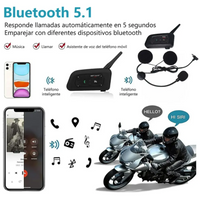 Intercomunicador De Moto Para Casco 1.2 km Bluetooth V6Plus