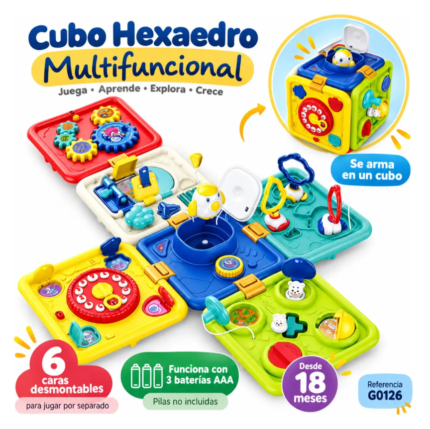 Cubo Didáctico Multifuncional 6 En 1 Bebé Luces Sonido
