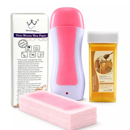 Kit Depilatorio Combo Calentador Roll-on + Lienzos + Cera