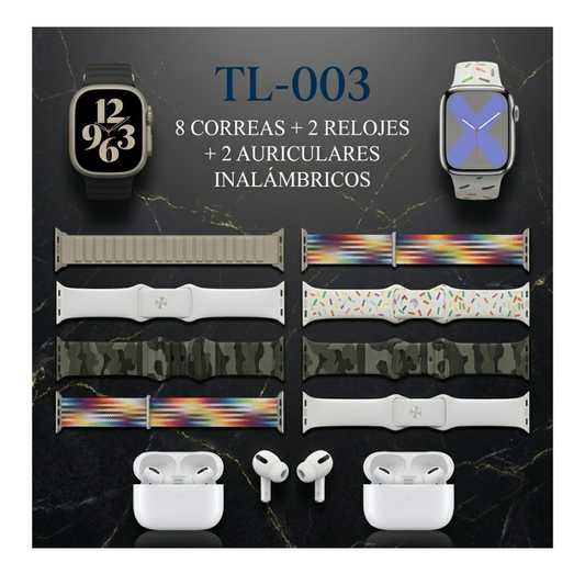 Combo 2 Smartwatch + 2 Audifonos + 8 Pulsos Kit Tl-003