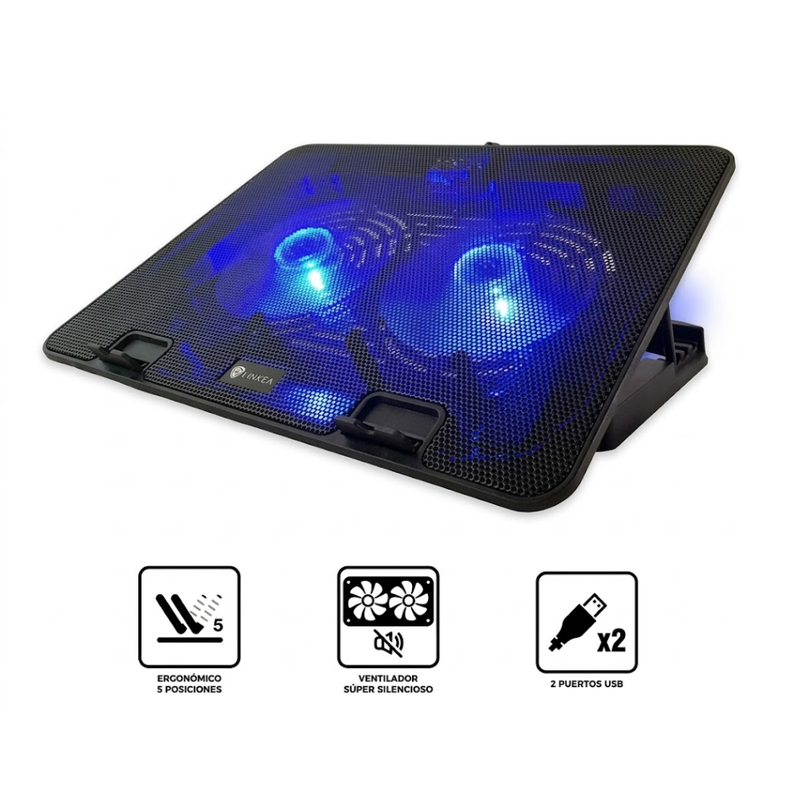 Base Enfriadora Laptop 2 Ventiladores Silenciosos Led Usb