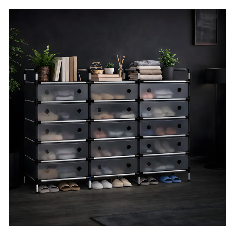 Zapatero Triple Con Tapa Anti Polvo Organizador Metálico