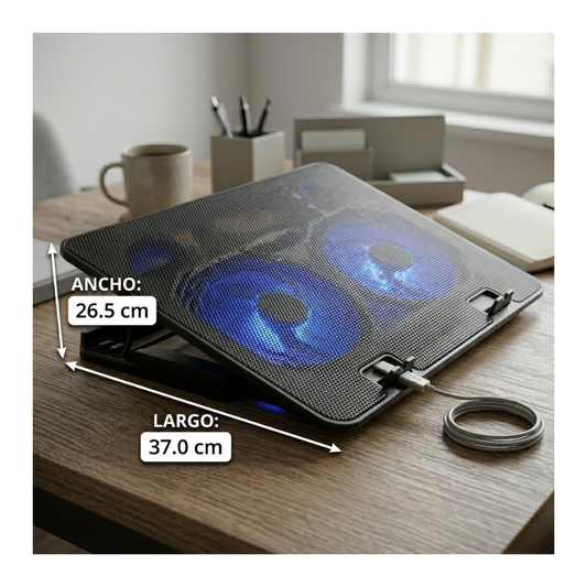 Base Enfriadora Laptop 2 Ventiladores Silenciosos Led Usb
