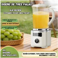 Licuadora Portatil De Tres Cuchillas Recargable Pantalla Digital 1000 ml
