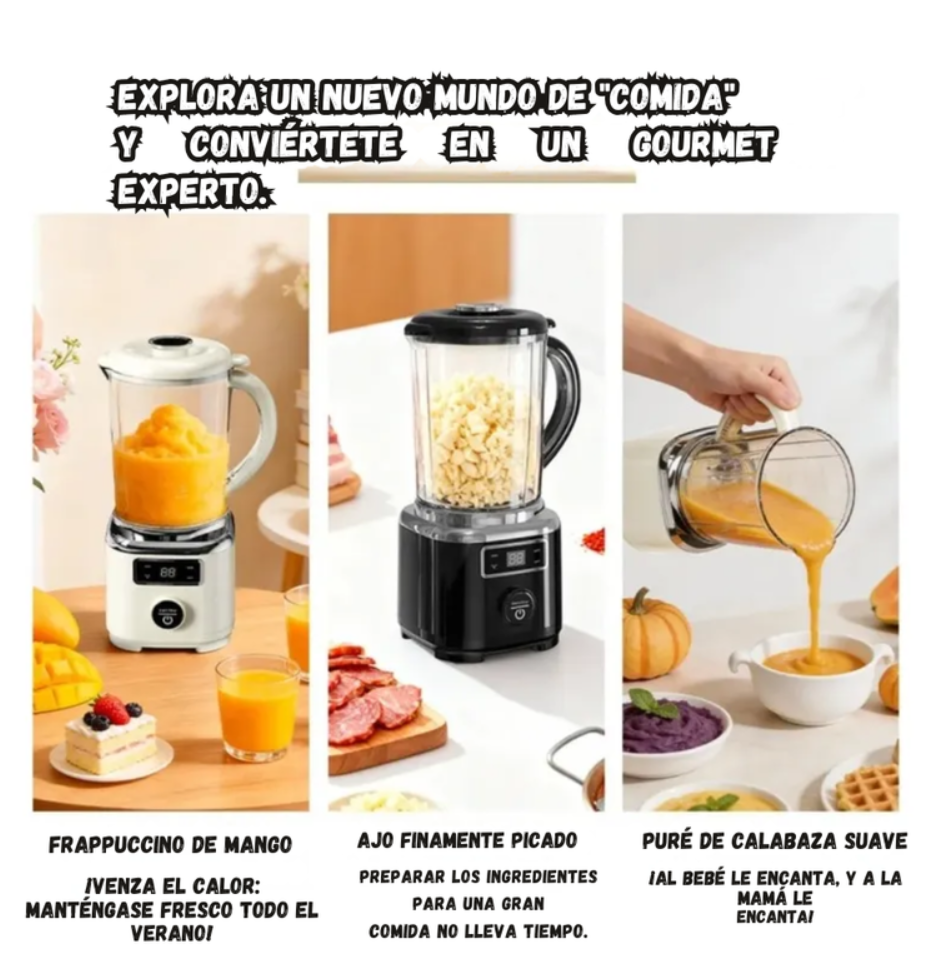 Licuadora Portatil De Tres Cuchillas Recargable Pantalla Digital 1000 ml