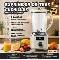 Licuadora Portatil De Tres Cuchillas Recargable Pantalla Digital 1000 ml